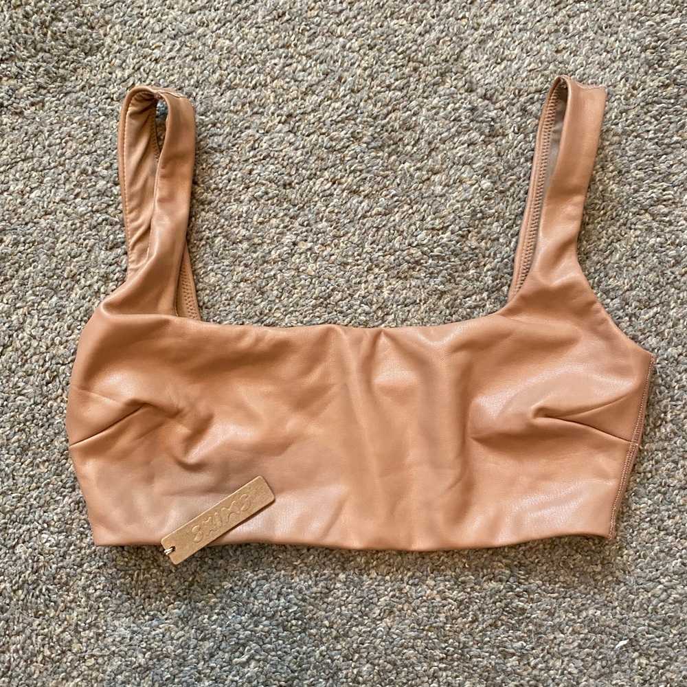SKIMS Faux Leather Sports Bra